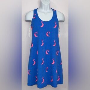 LILLY PULITZER *Stained* Casual Stretchy Dress Blue w/Pink Alligators Size XS